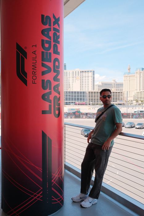 Naveen at the F1 Paddock Club at the Las Vegas Grand Prix